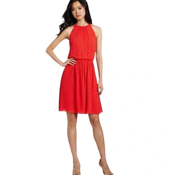 Erin Fetherston Red Rhinestone Dress - Picture 1 of 9